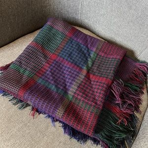 100% Wool vintage plaid scarf